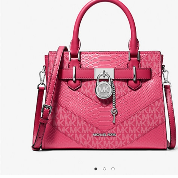 Michael Kors Handbags - Michael kors  med  snake skin pink satchel it's gift wrap gorgeous dust cover